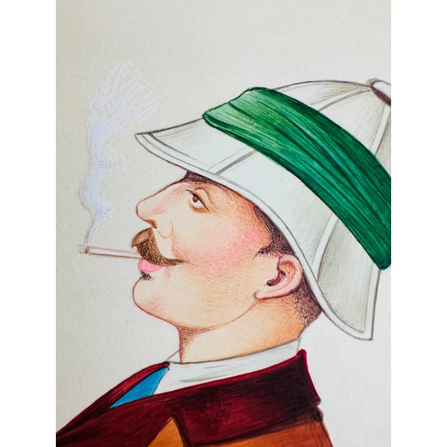 English Original Hand-Painted Portrait Painting Framed in a Vintage Italian Frame For Sale - Image 3 of 3