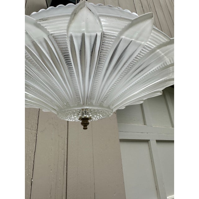 Vintage Deco Sunflower Semi Flush Fixture For Sale - Image 4 of 6