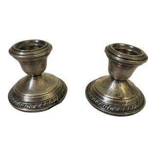 Early 20th Century Sterling Silver Candlestick Holders - a Pair For Sale