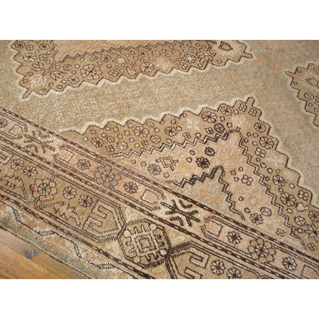 Early 20th Century 1930s Tan Ecru Diamond Antique Central Asian Khotan Rug 6'9" X 12'9" Handknotted Wool Carpet For Sale - Image 5 of 6