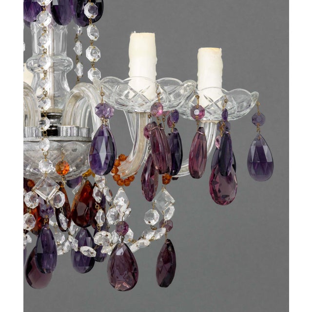 Murano Amethyst Glass Five-Branch Chandelier For Sale - Image 9 of 11