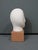 1970s Cycladic-Style Modernist Bisque Ceramic Head Sculpture on Wooden Base For Sale - Image 5 of 10