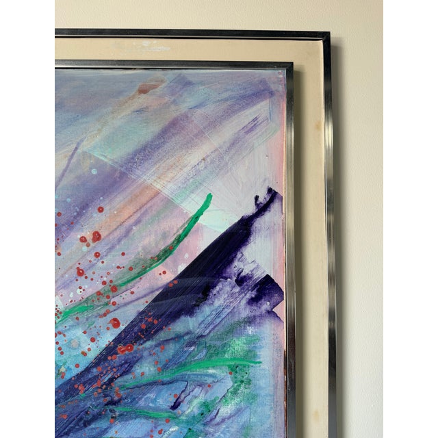 1970s Mid-Century Abstract Expressionist Acrylic on Canvas Painting, Framed For Sale - Image 9 of 13