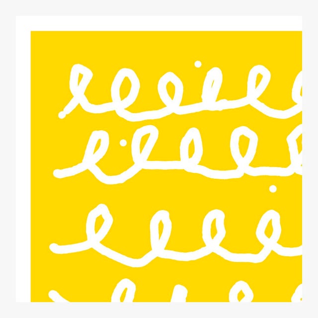 Bumpy Train Ride in White on Yellow Fine Art Print 29" X 41" by Liz Roache For Sale - Image 4 of 6