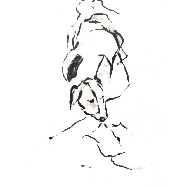 Contemporary "Sleeping Dog" Ink Drawing by Martha Holden For Sale - Image 3 of 3