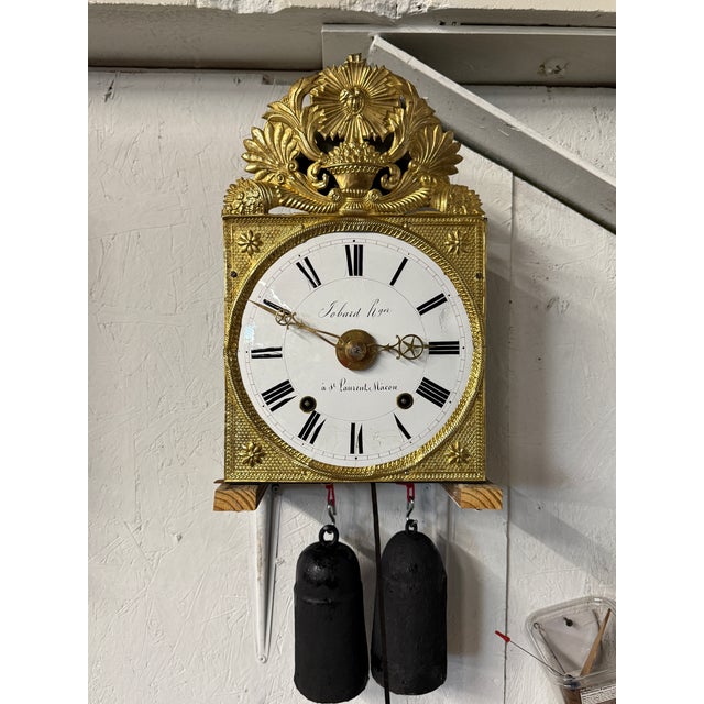 Brass A Late 19th Century Morbier Works for a Tall Case Clock From Jobert Horloger at St Laurent Mâcon For Sale - Image 8 of 15