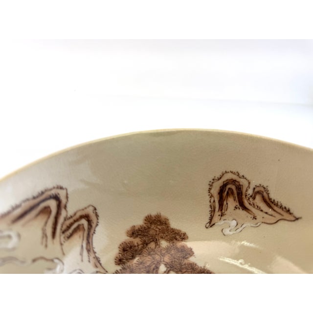 Ceramic Vintage Hand Painted Japanese Landscape Porcelain Bowl – Hong Kong For Sale - Image 7 of 9