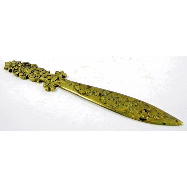 Metal 1930s Art Deco Belgian Arlequin Bronze Letter Opener For Sale - Image 7 of 7