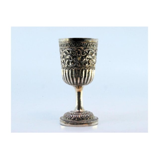 Silver Chalice in Fluted Silver with Raised Floral Motifs Edge For Sale - Image 8 of 9