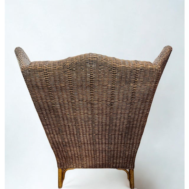 Henry Link Late 20th Century Henry Link Rattan Wingback Chair For Sale - Image 4 of 6