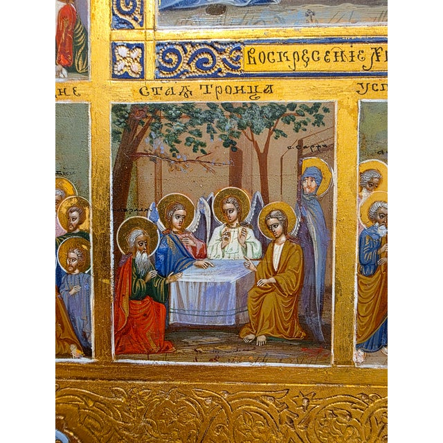 Antique Icon " the Resurrection " For Sale - Image 9 of 17