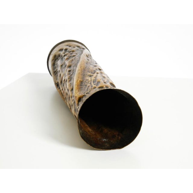 Large Vintage Brutalist Brass Vase, 1975 For Sale - Image 14 of 18