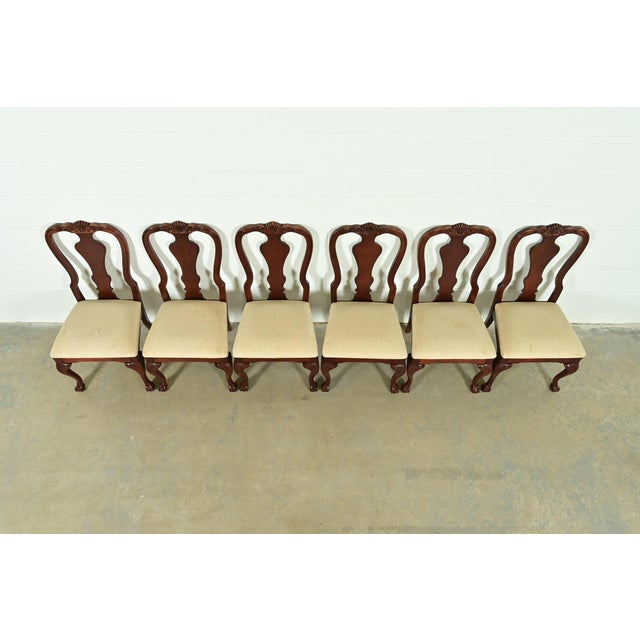 1980s Thomasville Chippendale Carved Cherry Wood Dining Chairs, Set of Six For Sale - Image 5 of 13