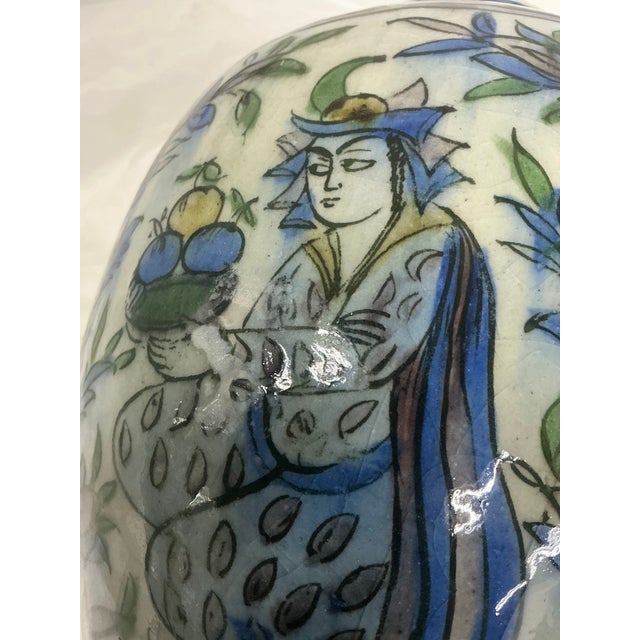 Large Antique Islamic Persian Qajar Glazed Ceramic Vase For Sale - Image 9 of 12
