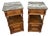 French Bedside Tables with Marble Top in Oak, Set of 2 For Sale