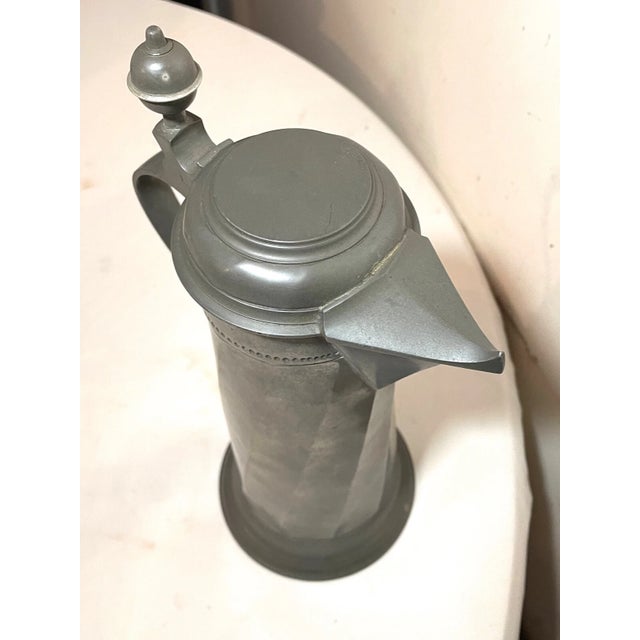 7 PCS Antique 1800s Handmade Ludwig Mory Pewter Flagon Tankard Pitcher Stein Mug For Sale - Image 4 of 12