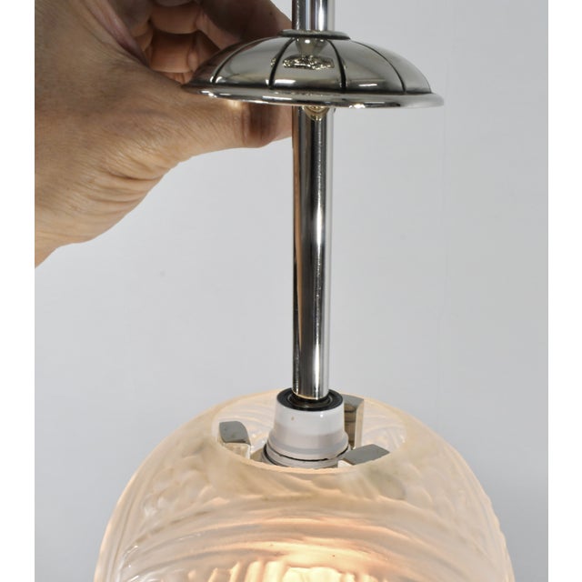 Metal French Art Deco Pendant Light by Hettier & Vincent 1925 France - A Pair For Sale - Image 7 of 12
