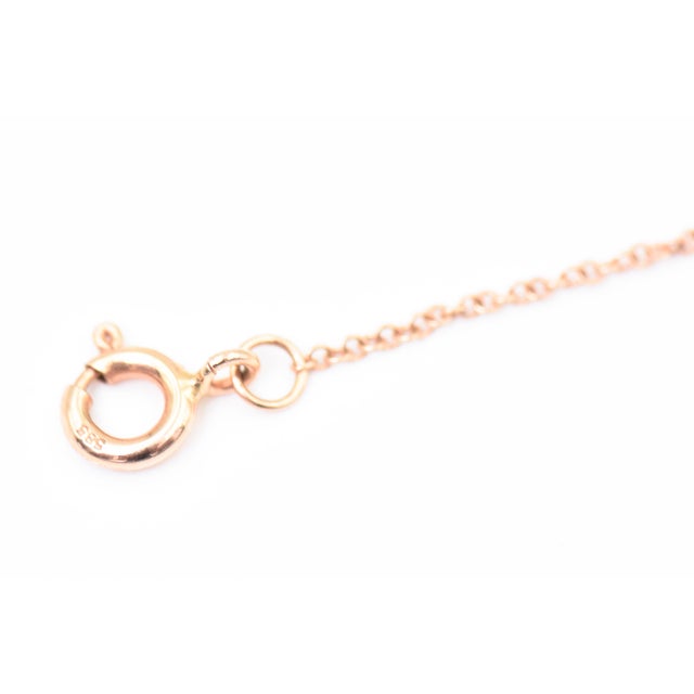 Metal Crescent Moon Pave Diamond 14k Rose Gold Pendant Necklace For Sale - Image 7 of 8