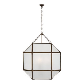 Suzanne Kasler for Visual Comfort Signature Morris Grande Lantern in Antique Zinc with Frosted Glass For Sale