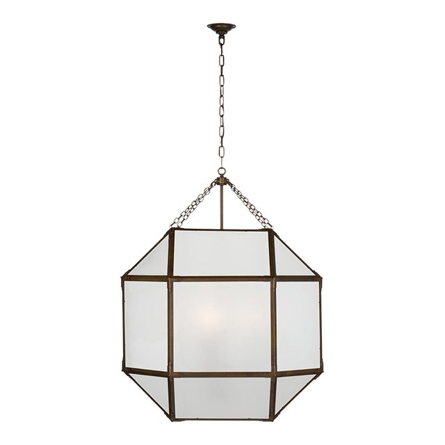 Suzanne Kasler for Visual Comfort Signature Morris Grande Lantern in Antique Zinc with Frosted Glass For Sale