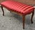 French Provincial Mid Century Provincial Carved Walnut and Cranberry Stripe Upholstered Bench For Sale - Image 3 of 6