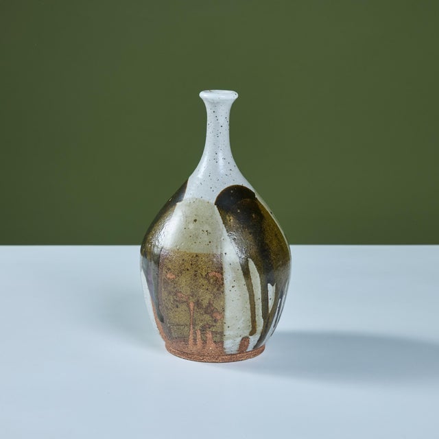 Ceramic Stoneware Drip Glaze Vase For Sale - Image 7 of 11