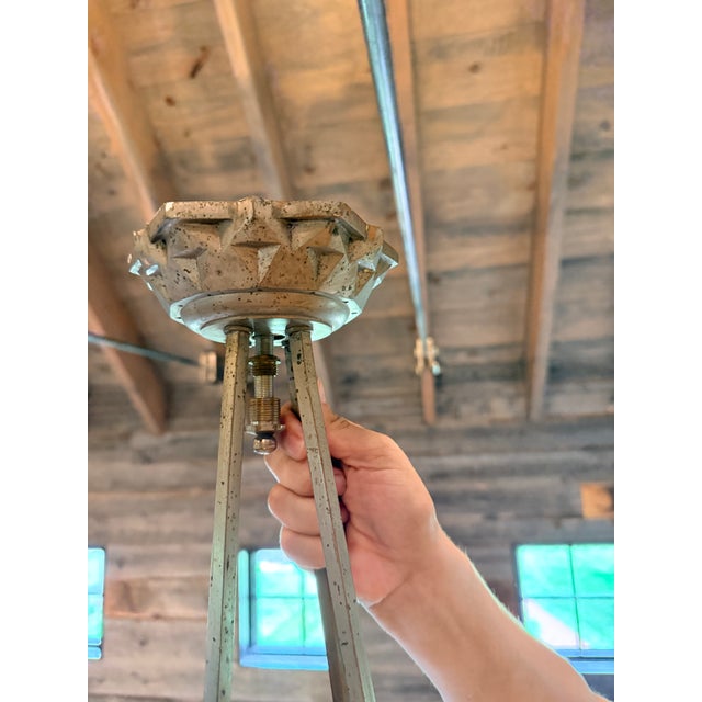 Stunning French Art Deco Chandelier lends timeless elegance to breakfast or dining table. Features cut frosted glass in...