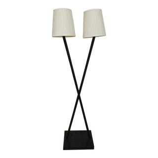Vintage Dark Bronze Italian Floor Lamp by Relco With Shades For Sale