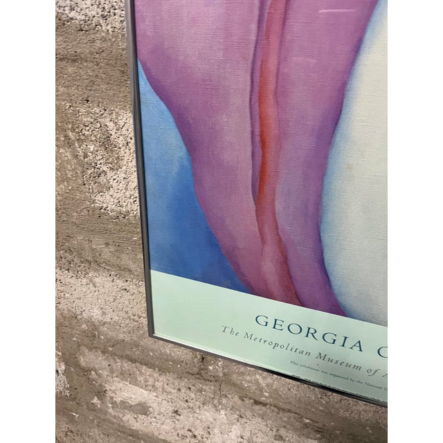 1980's Georgia O'Keeffe "Music, Pink and Blue No. 2", Original Exhibition Framed Poster. For Sale - Image 12 of 16