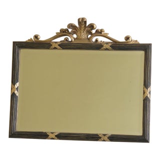 Regency Style Black & Gold Beveled Glass Mirror For Sale