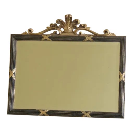 Regency Style Black & Gold Beveled Glass Mirror For Sale