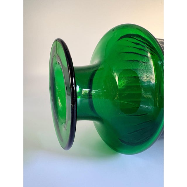 Glass Mid-Century Emerald Green Glass Collar Vase attributed to Bertil Vallien for Boda / Åfors, 1960s For Sale - Image 7 of 14