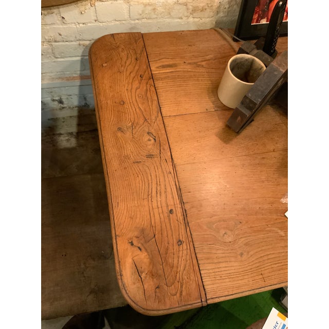 English Elm Plank Top Trestle Table Chairish