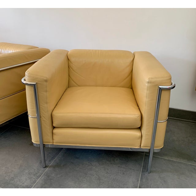 1960s Leather & Chrome Club Chairs Le Corbusier L C 2 Style - A Pair For Sale In Phoenix - Image 6 of 9