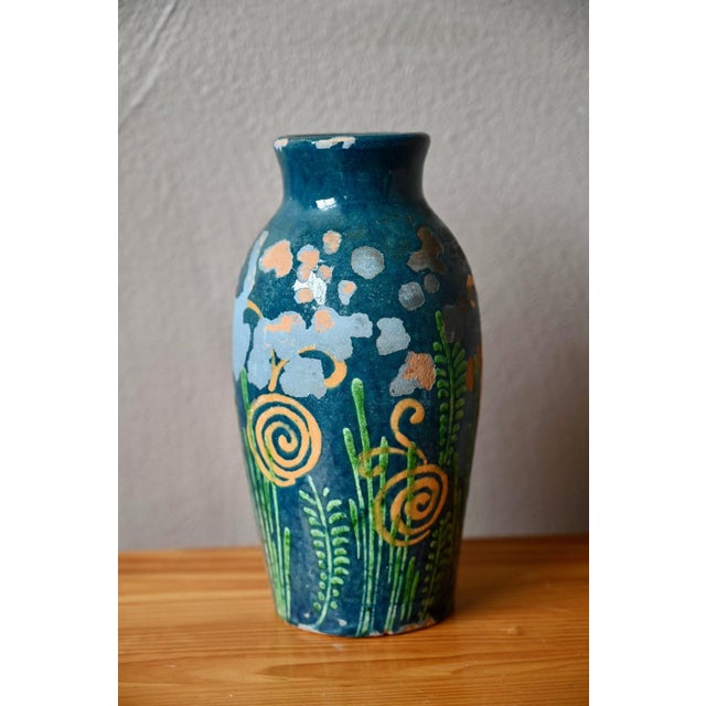 Art Deco Bohemian Soufflenheim Glazed Terracotta Vase, 1920s For Sale - Image 4 of 8