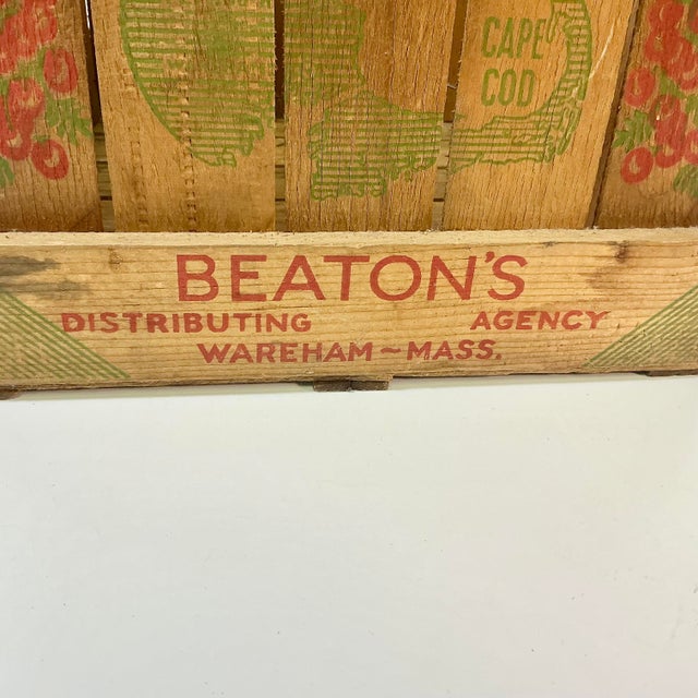 Mid-Century Rustic Boho Chic Coastal Cape Cod Cranberries Crate. For Sale - Image 11 of 12