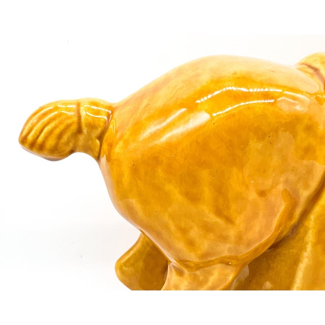 Mid-Century Tang-Style Horse Sculpture in Mustard Yellow Glaze - Chinoiserie, Hollywood Regency, Neoclassical For Sale - Image 11 of 13