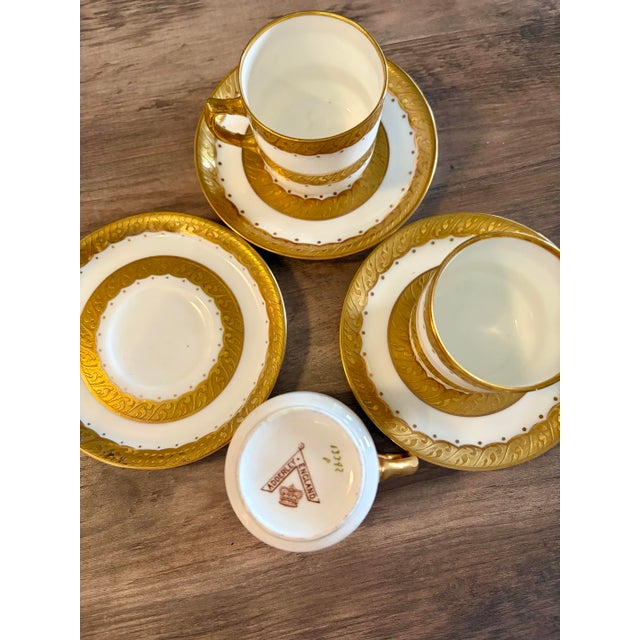 Antique Hand-Gilded 22k Gold Fine Bone China Teacup & Saucer Set of 3 for Adderley's Ltd - 6 pcs For Sale - Image 10 of 10