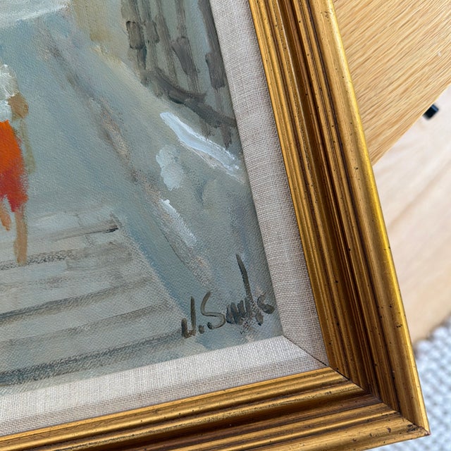 Vintage Original Parisian Street Scene Oil Painting by Jean Lay Sauls, Signed & Framed For Sale - Image 4 of 12