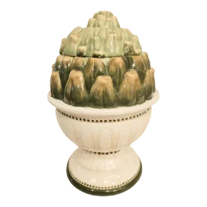 Vintage Large Ceramic Artichoke Regency Fitz and Floyd Style Canister Jar