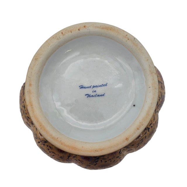 Late 20th Century Thai Benjarong Hand-Painted Gilt Porcelain Covered Jar 6.6" For Sale - Image 16 of 17