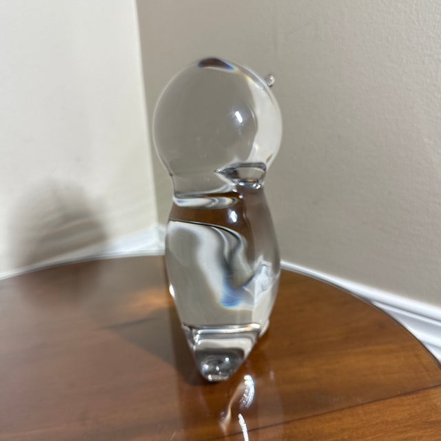Mid-Century Modern Vintage Clear Art Glass Owl Figurine Paperweight For Sale - Image 3 of 7
