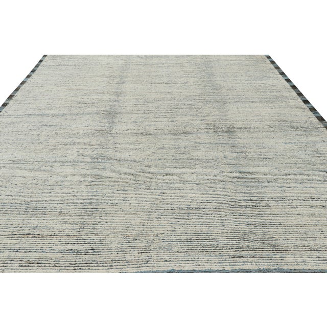 2010s Rug & Kilim’s Textural Kilim With White Textural Stripes and Blue Accents For Sale - Image 5 of 7