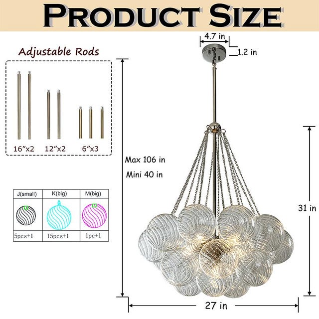 Bring high-end style and artistic design to your space with this modern glam cluster chandelier, featuring six ribbed...