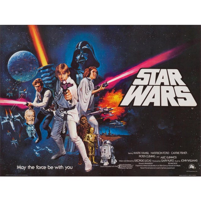"Star Wars" Original Vintage British Quad Movie Poster by Tom Chantrell, 1977 For Sale - Image 4 of 4