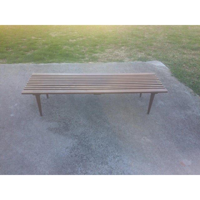 Chestnut Modern Slat Wood Coffee Table or Bench George Nelson Style For Sale - Image 8 of 8