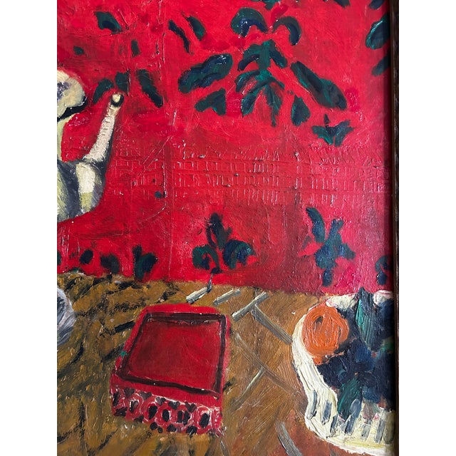 Paint Vintage 1961 Still Life Oil Painting in the Manner of Matisse by John Aiello For Sale - Image 7 of 8