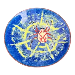 Late 20th Century, Hand-Crafted Copper Catchall - Spider Enamel Painting