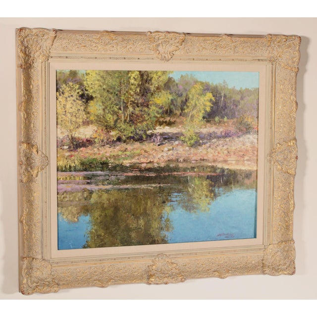 Impressionist Landscape Painting by William Atkins (1926-1995) Titled " Reflections" For Sale - Image 3 of 12