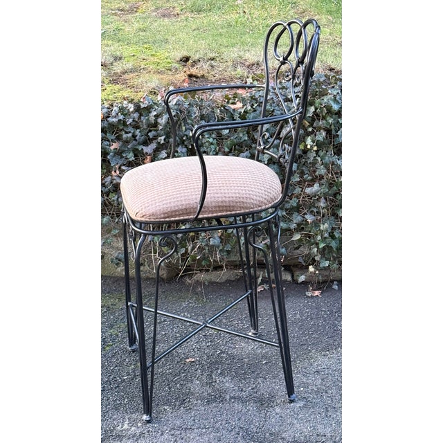 Late 20th Century Solid Wrought Iron Swivel Counter Stools - Set of 5 For Sale - Image 9 of 12